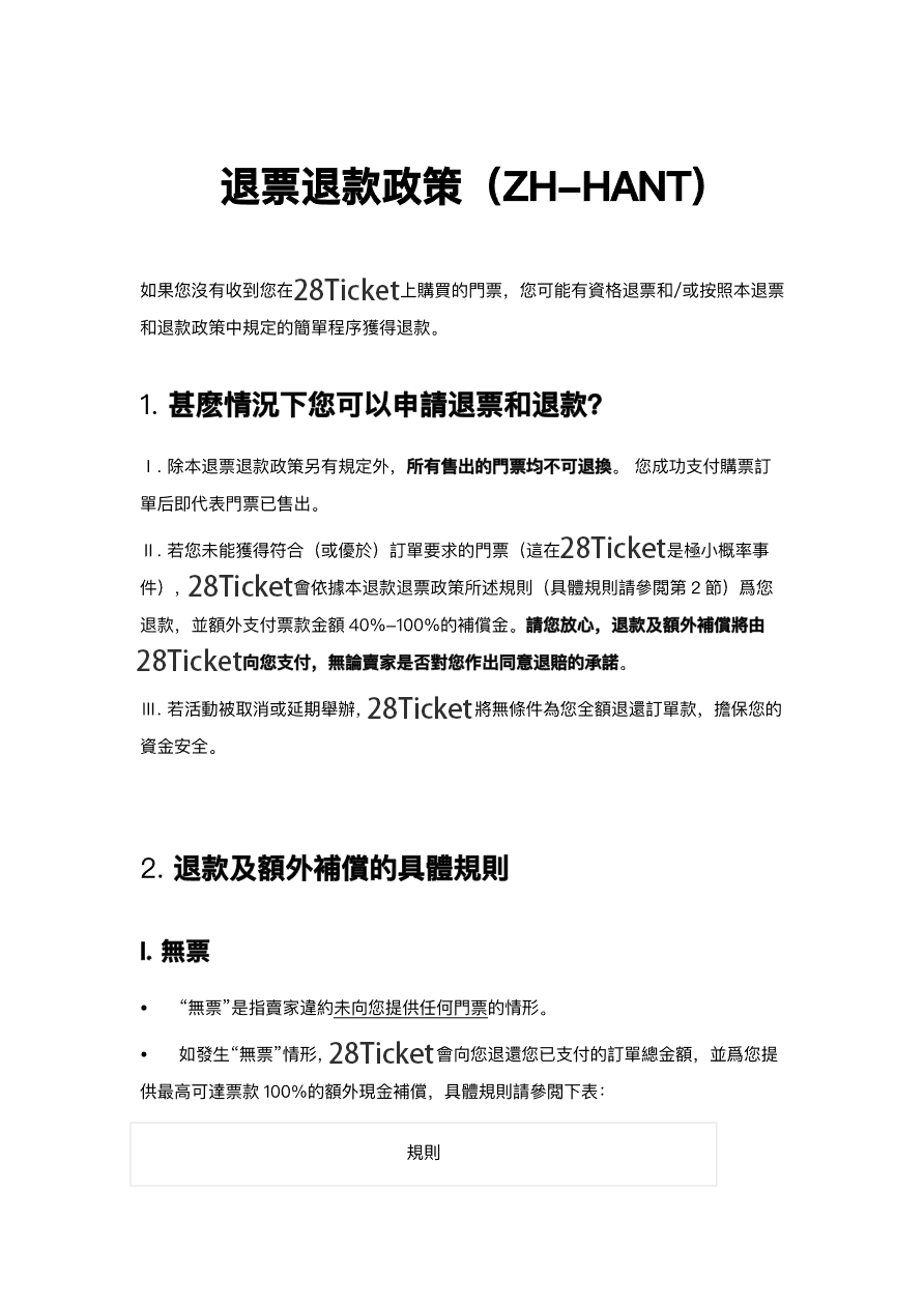 退款政策說明圖卡 1